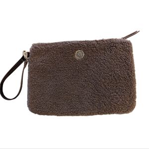 ANNE KLEIN Faux Fur Sherpa Wristlet Clutch Light‎ Brown